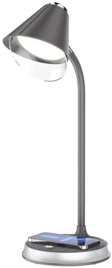 Immax LED Finch s Qi nabíjaním sivá so striebornými prvkami Stolová...