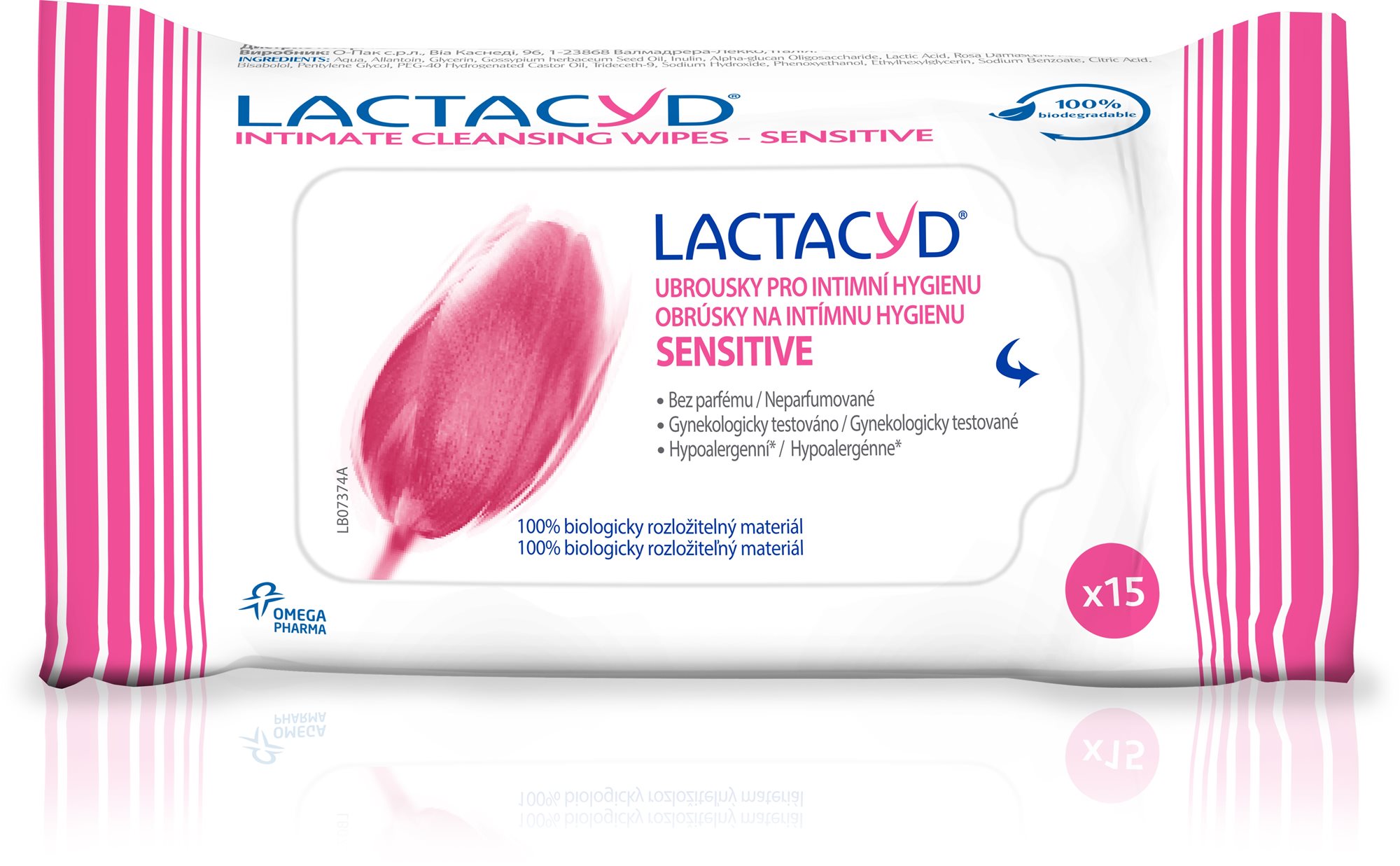 LACTACYD Wipes Sensitive 15 ks Vlhčené obrúsky