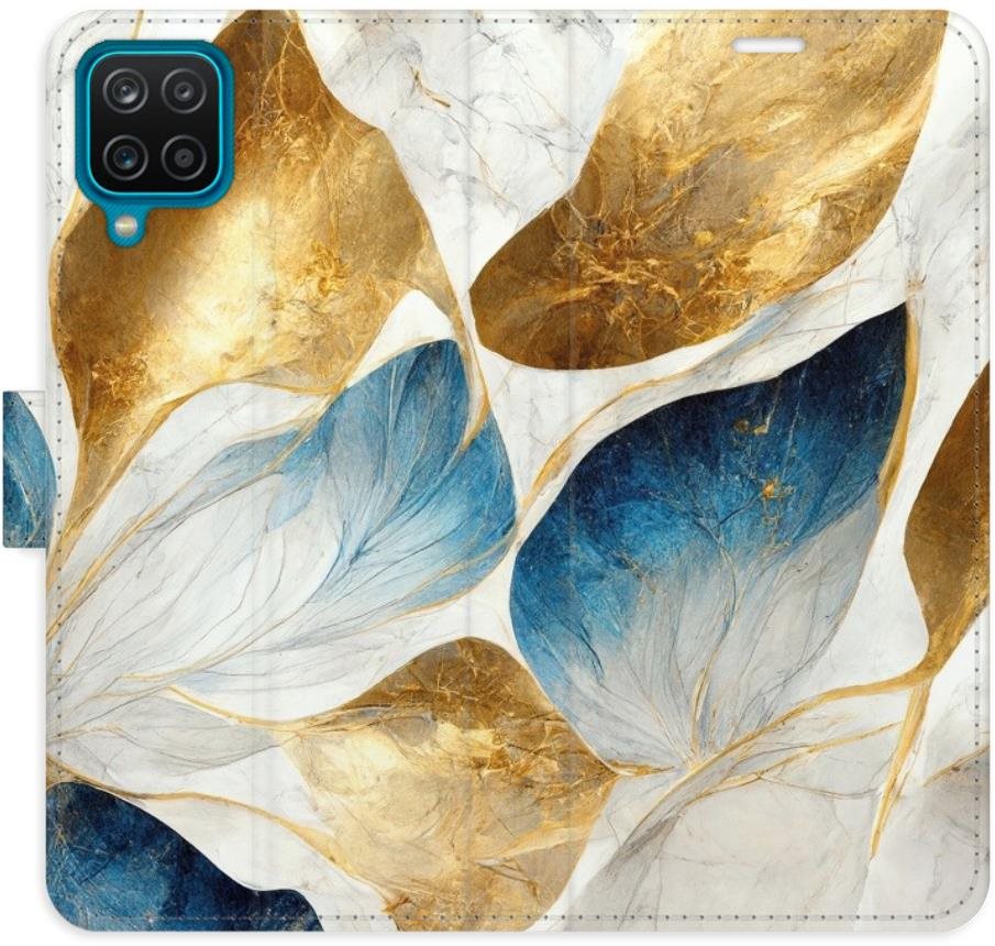 iSaprio flip puzdro GoldBlue Leaves pre Samsung Galaxy A12 Kryt na...