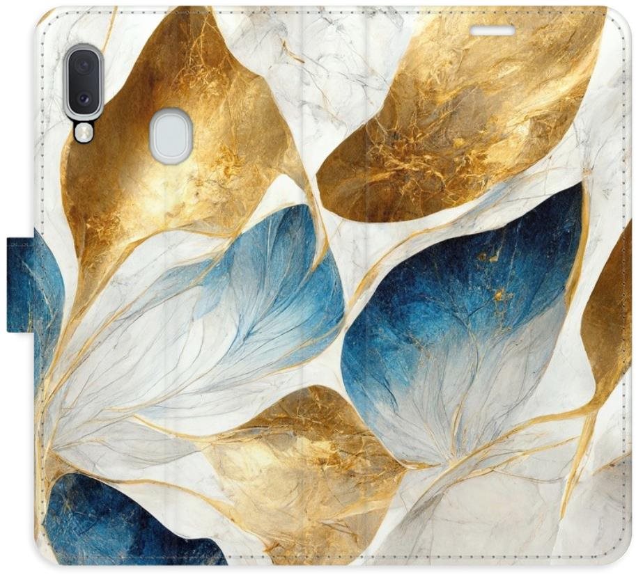 iSaprio flip puzdro GoldBlue Leaves pre Samsung Galaxy A20e Kryt na...