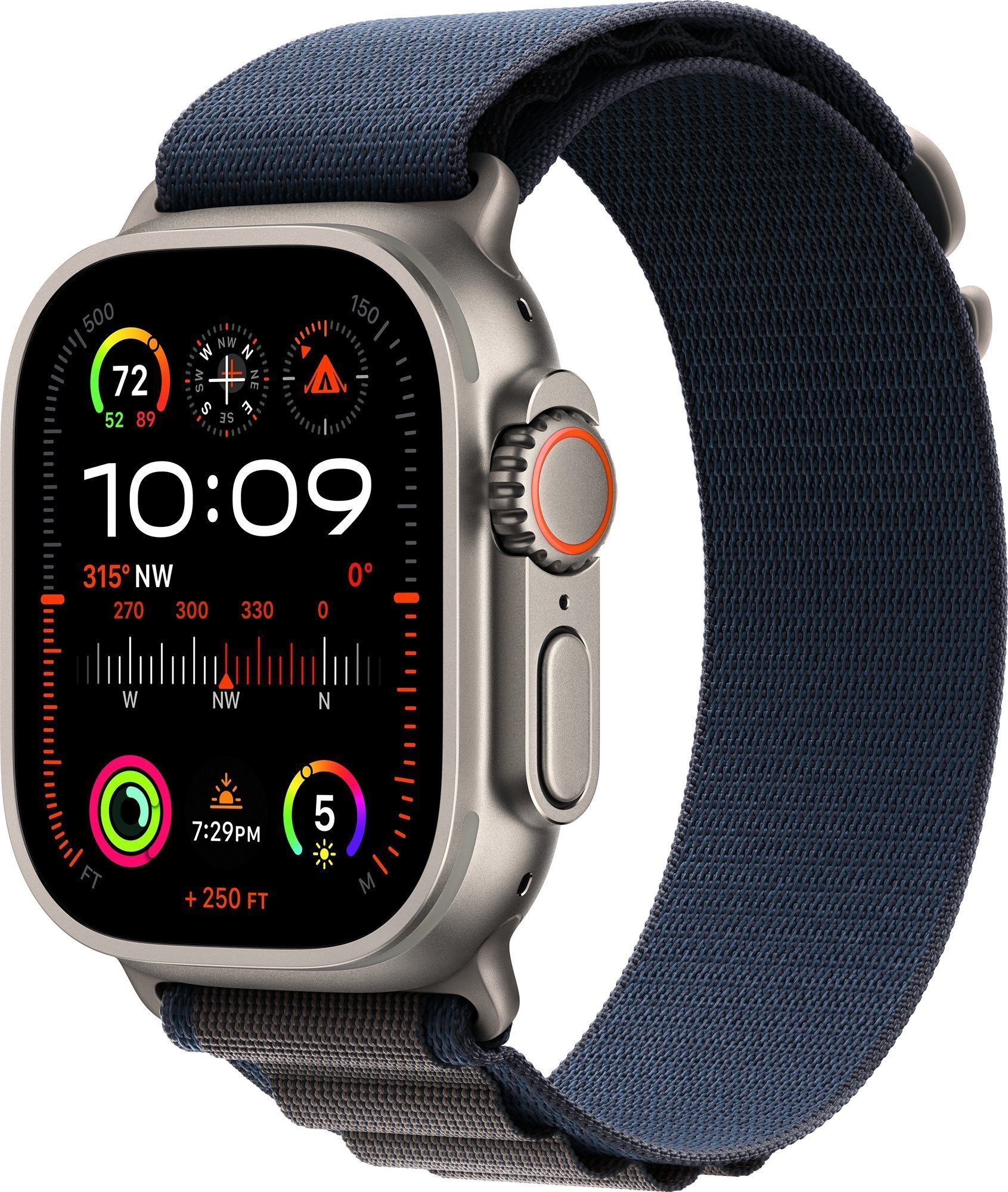 Apple Watch Ultra 2 49mm - titántok, kék alpesi szíj, L Okosóra
