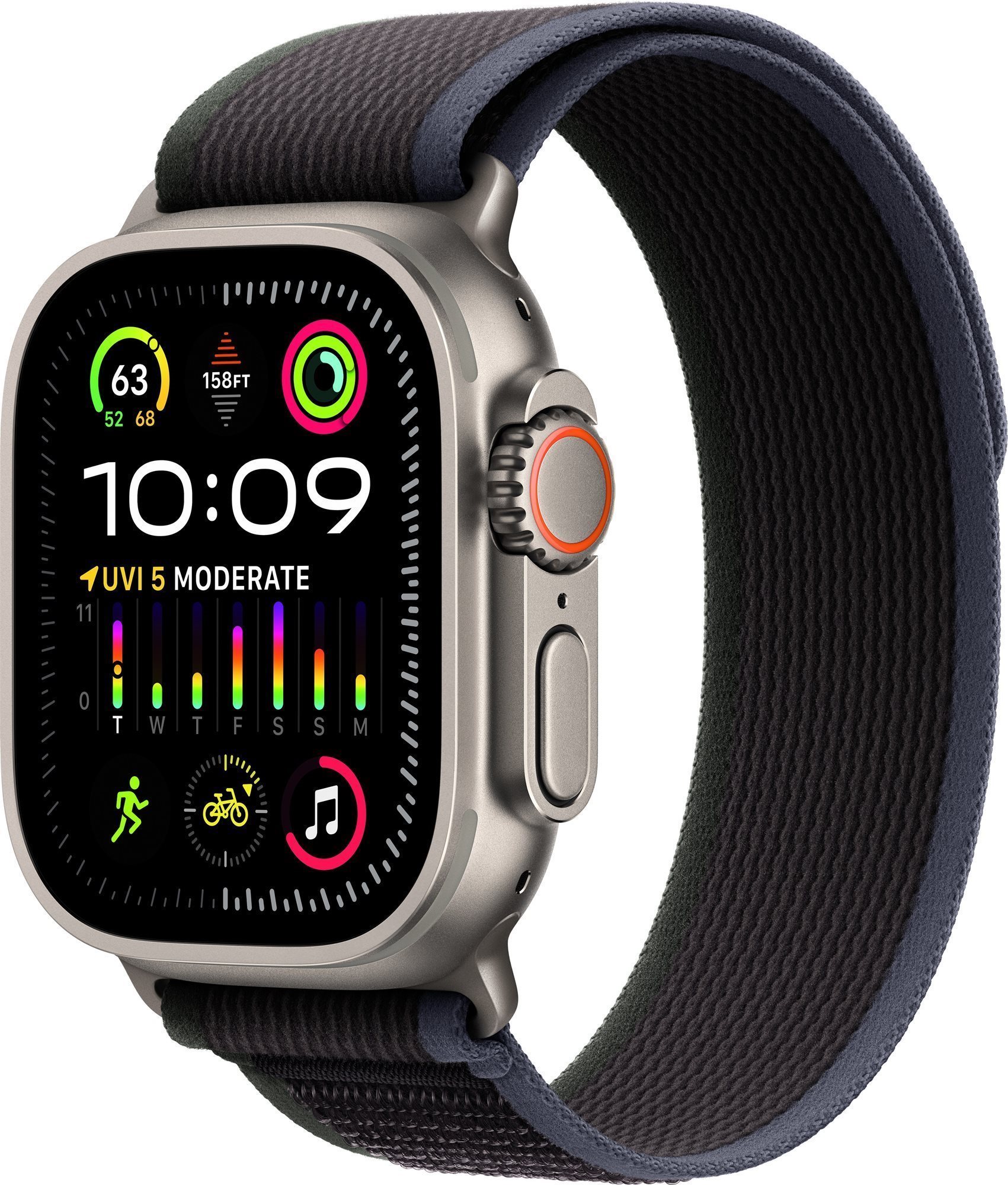 Apple Watch Ultra 2 49 mm titánové puzdro s čierno-modrým trailovým...