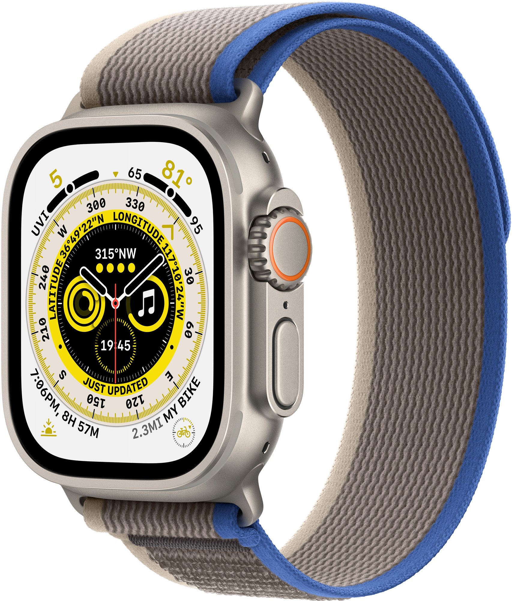 Apple Watch Ultra 49mm titanové pouzdro s modro-šedým trailovým...