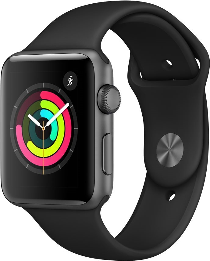 Apple Watch Series 3 42mm GPS Space Grey Aluminium with Black Sport...