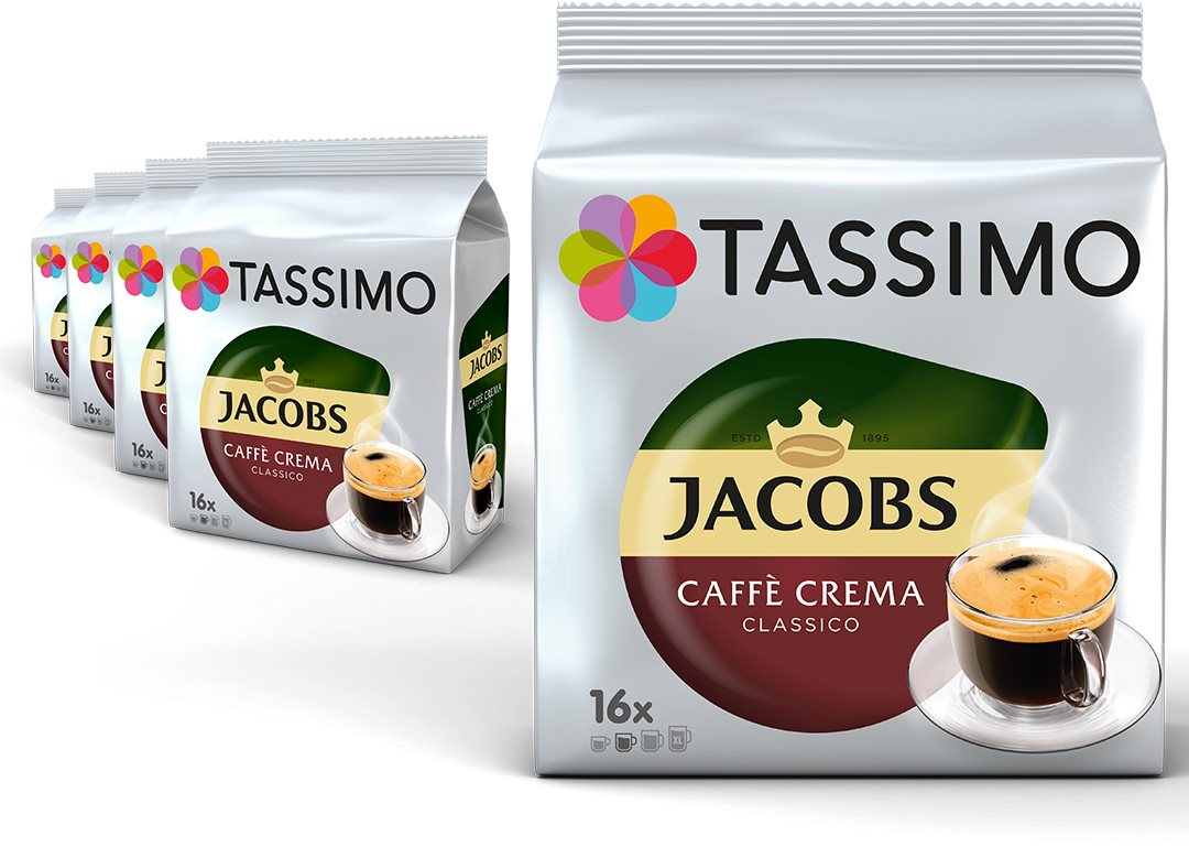 Tassimo Kapseln KARTON 5 x Jacobs Cafe Crema 112g Kaffeekapseln