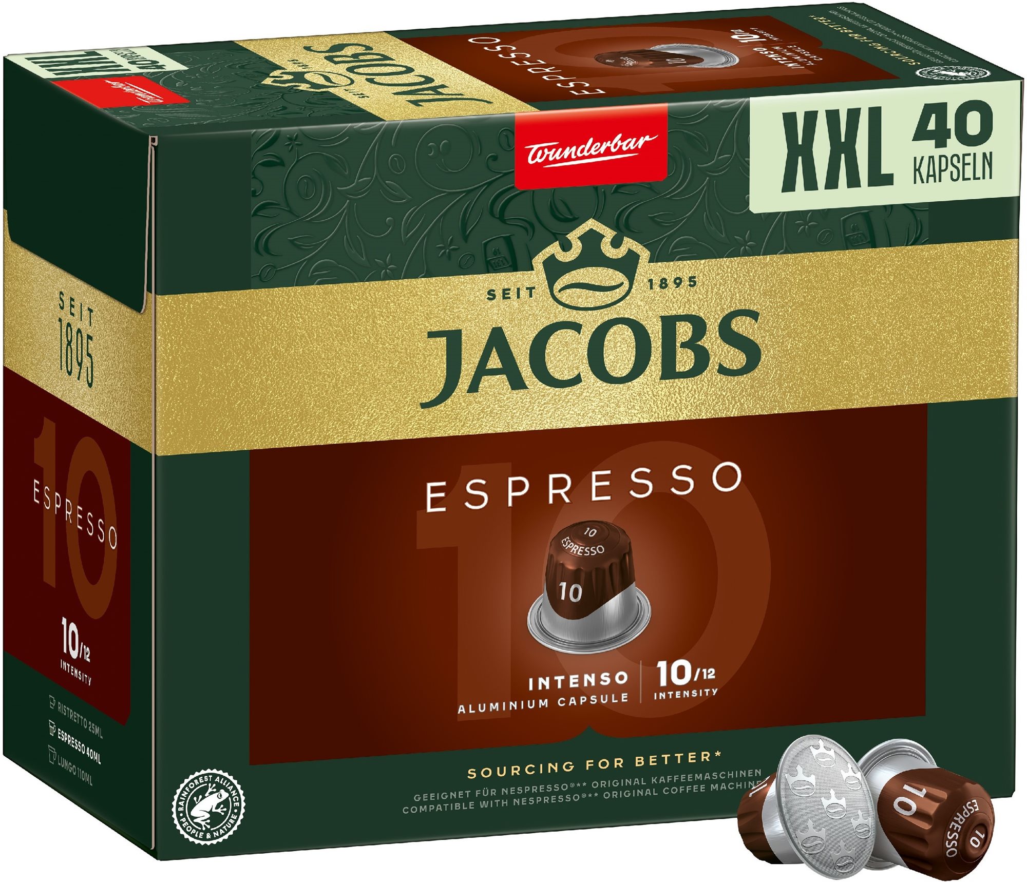 Jacobs Espresso Intens intenzita 10, 40 ks kapsúl na Nespresso®*...