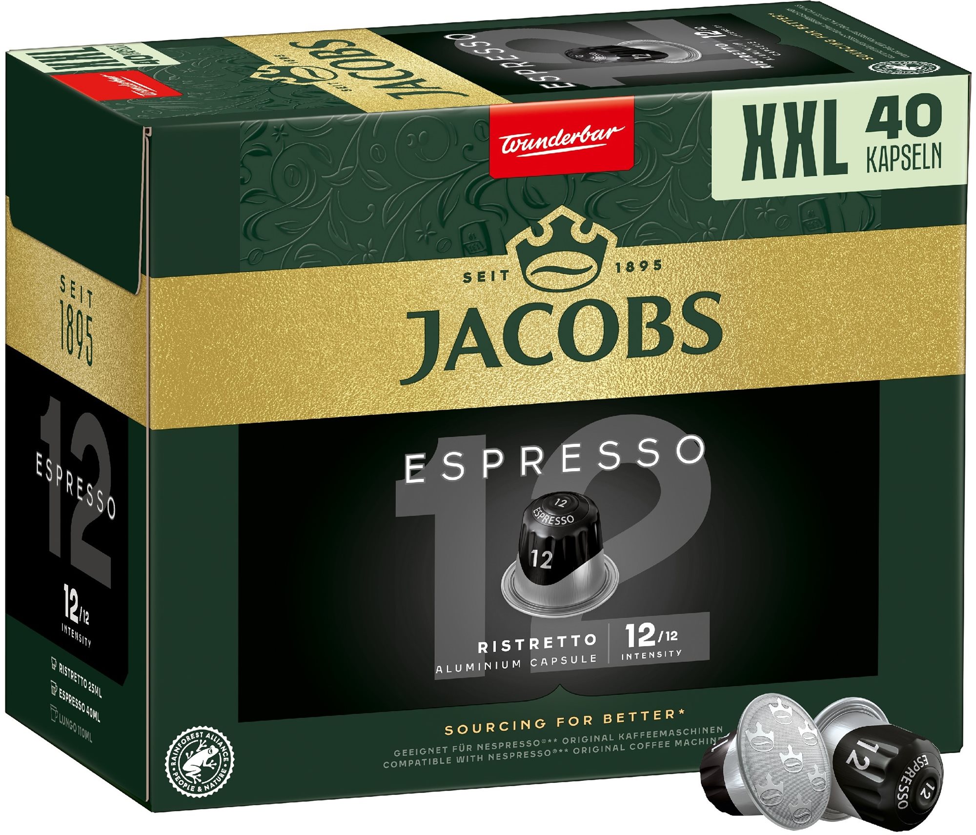 Jacobs Espresso Ristretto intenzita 12, 40 ks kapsúl na Nespresso®*...