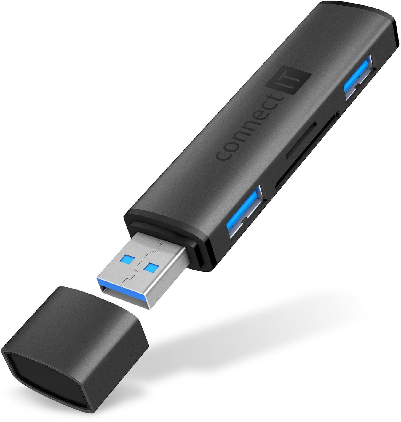 CONNECT IT Compact 4in1, antracit színben USB Hub