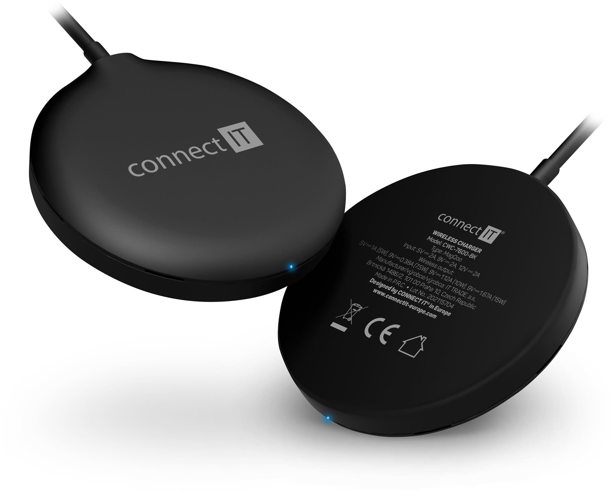 Connect IT MagSafe Fast Charge, čierna MagSafe bezdrôtová nabíjačka