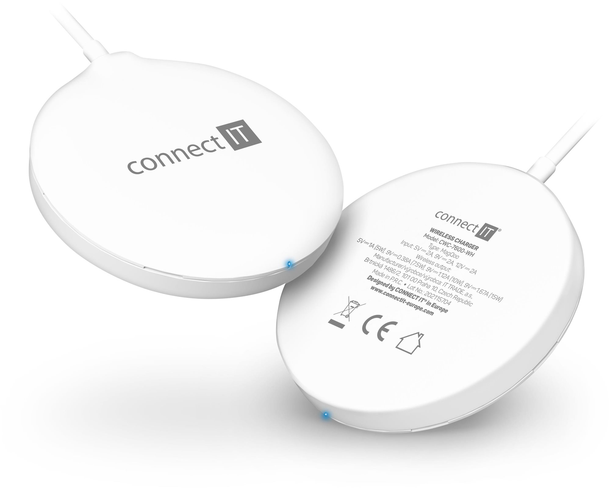Connect IT MagSafe Fast Charge, fehér MagSafe vezeték nélküli töltő
