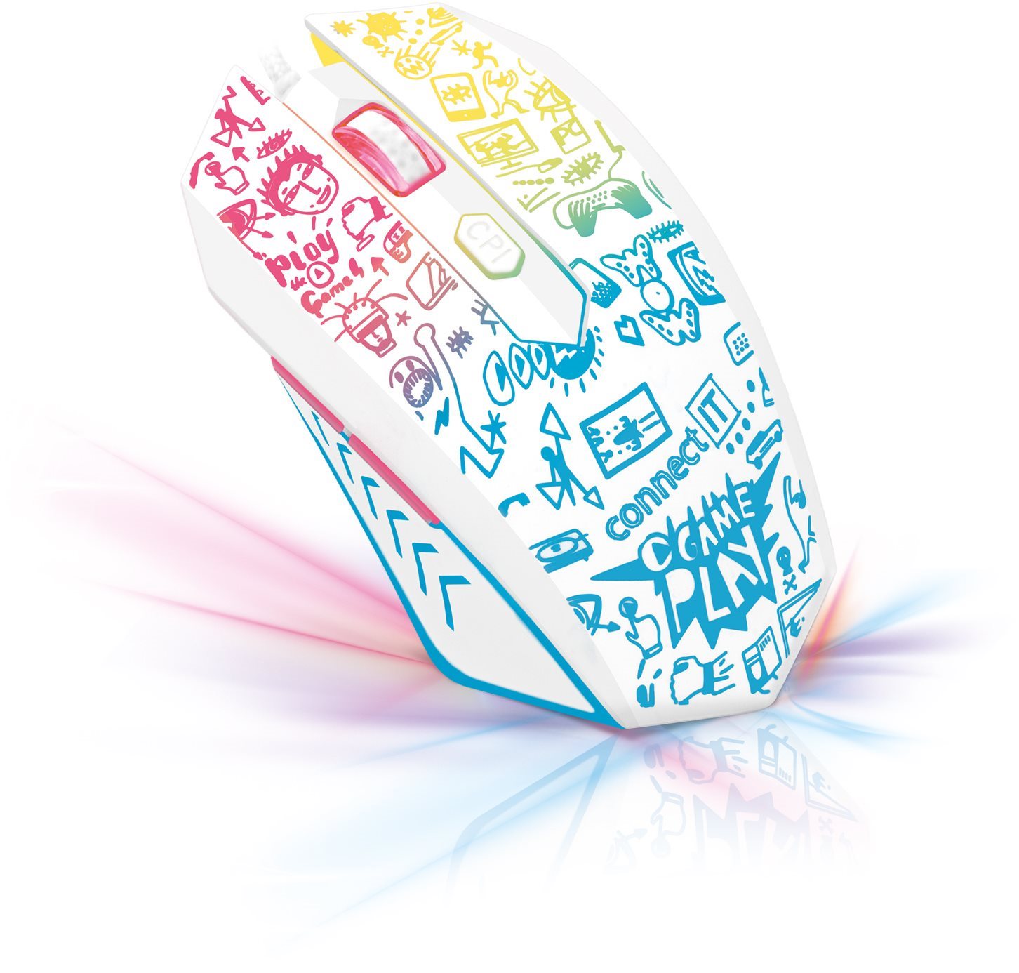 CONNECT IT DOODLE WHITE Limited Edition Gamer egér