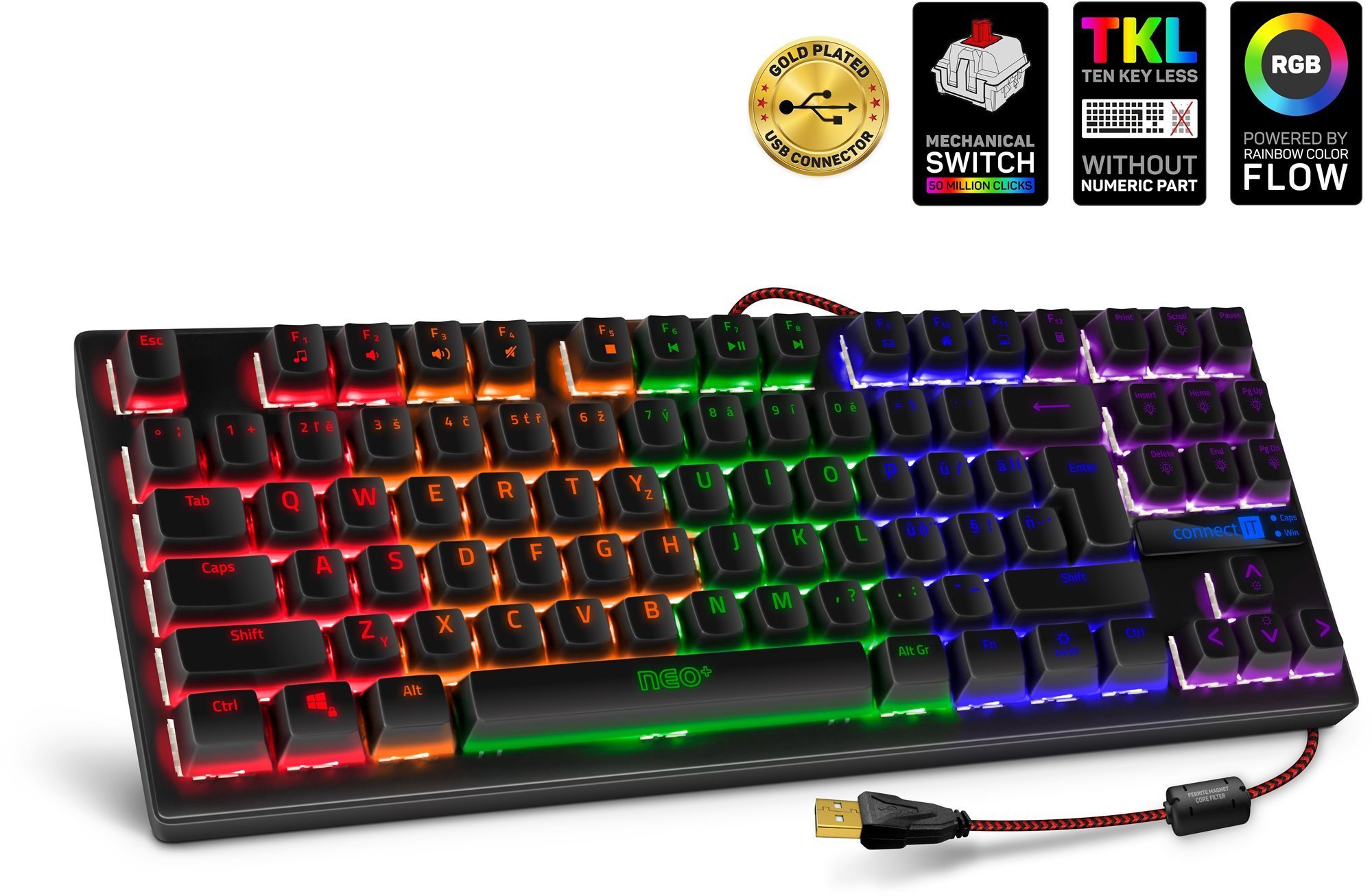 CONNECT IT NEO+ Compact mechanická – CZ/SK Herná klávesnica