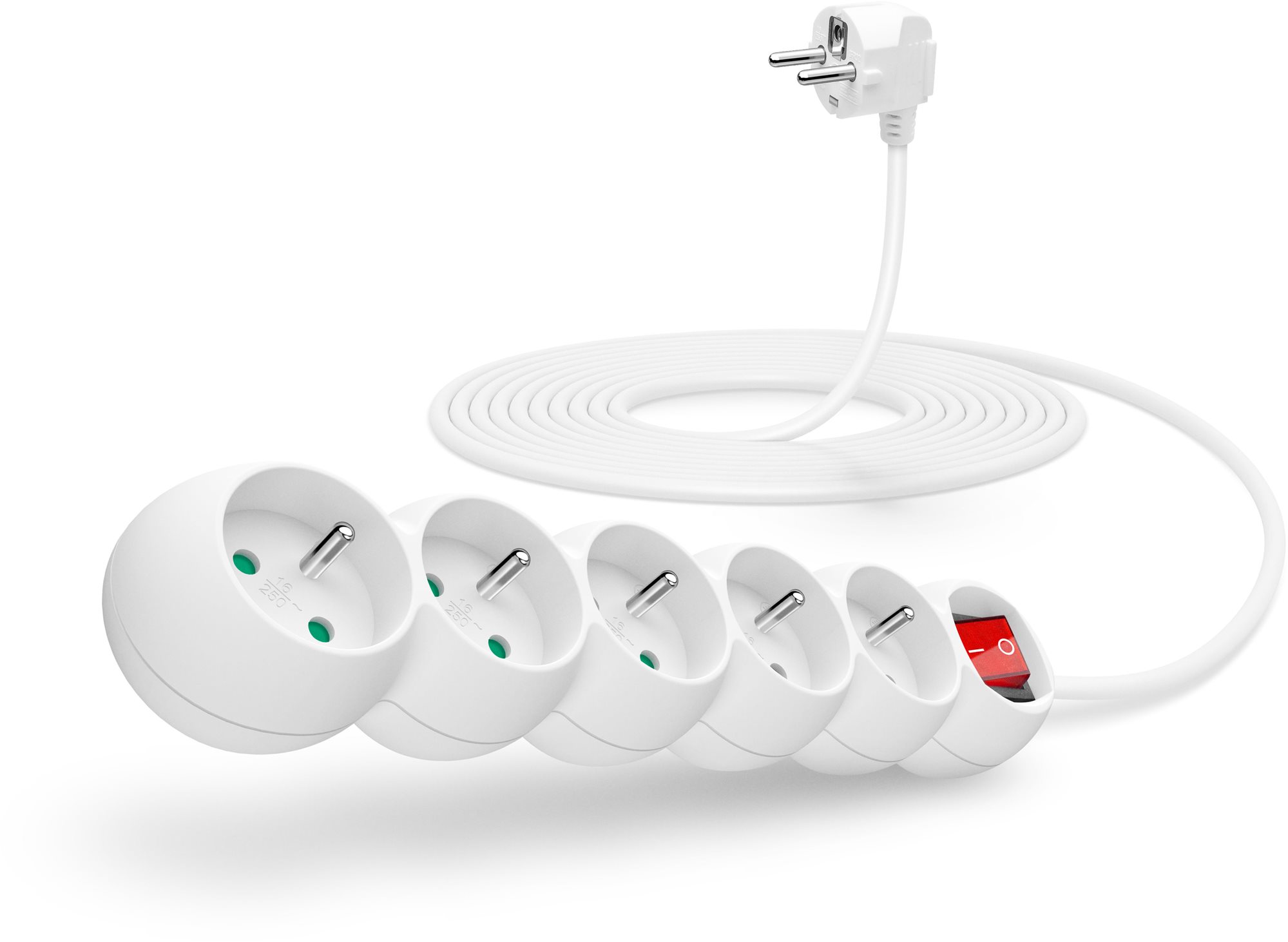 CONNECT IT hosszabbító kábel 230V, 5 aljzat + főkapcsoló, 5m, fehér...