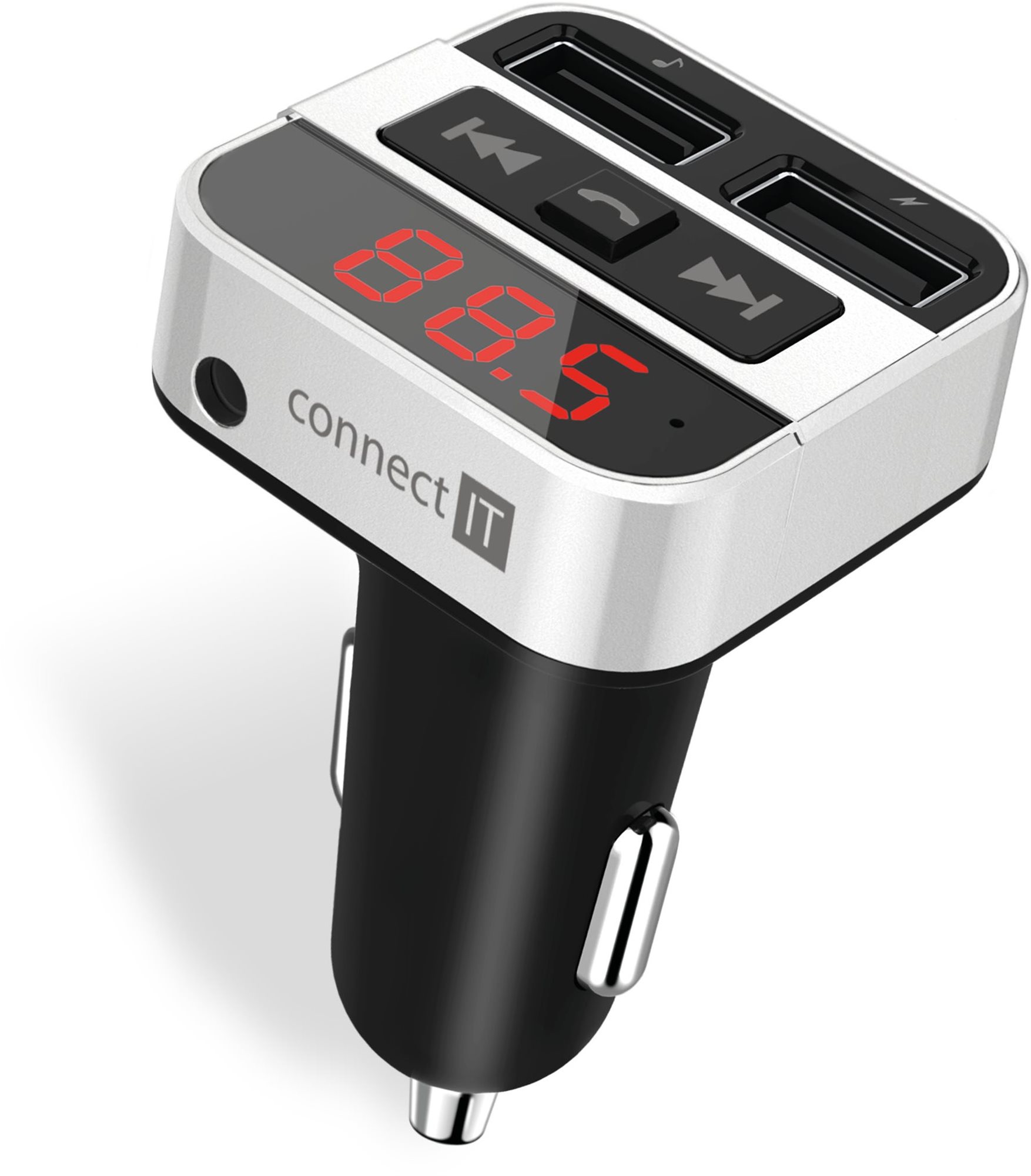 CONNECT IT InCarz Bezdrôtový FM transmitter, 2 x USB + 3,5 mm AUX,...