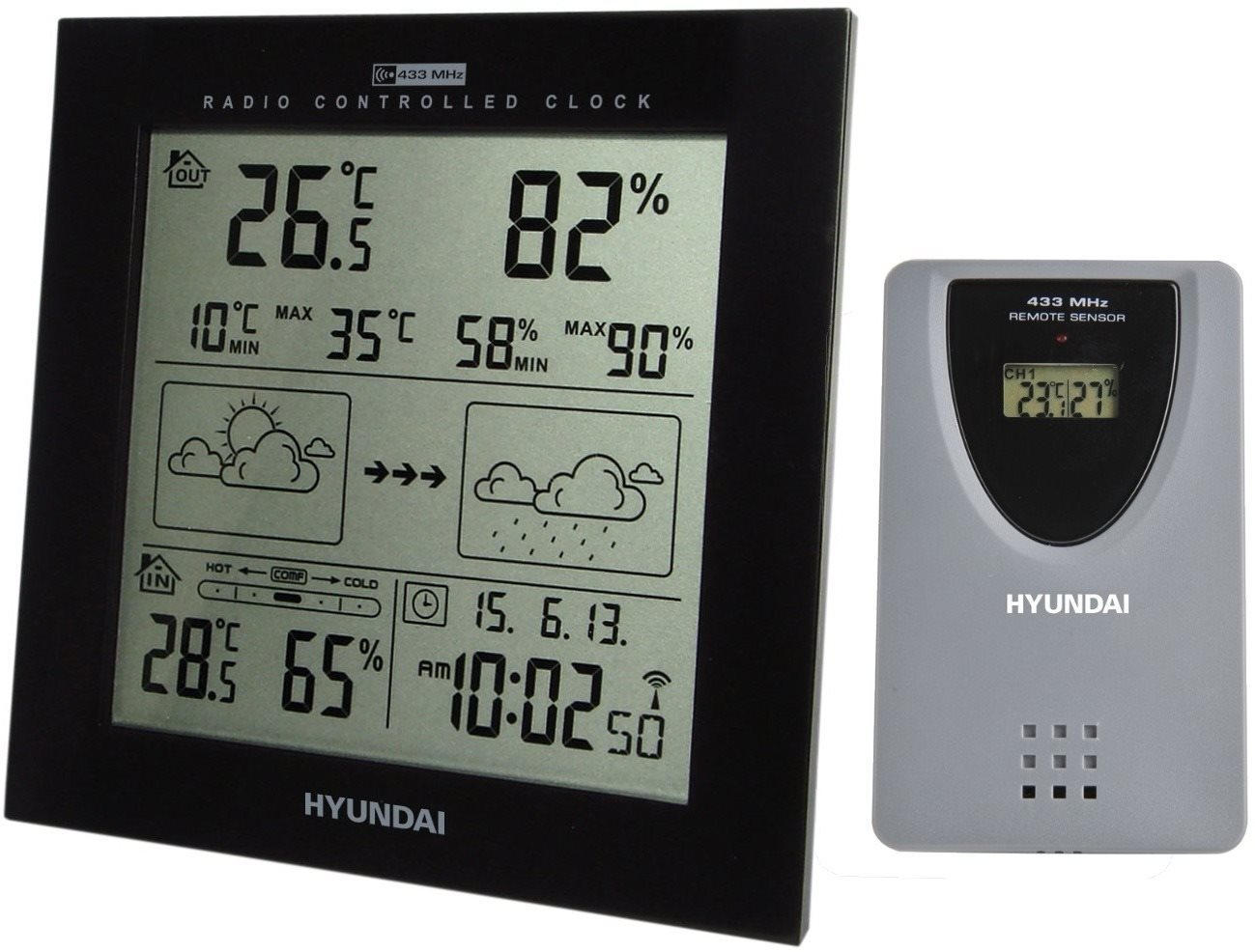 Hyundai WS 2244B, čierna Meteostanica