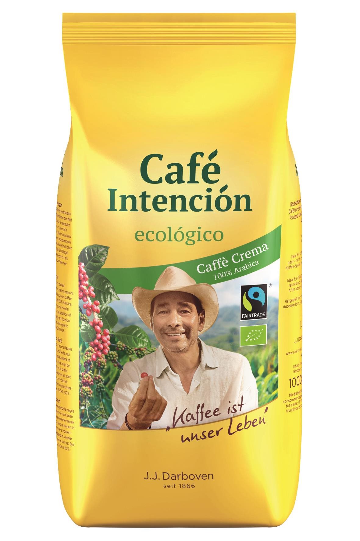 CAFÉ INTENCIÓN ecológico Café Crema FT & BIO 1000 g zrno Káva