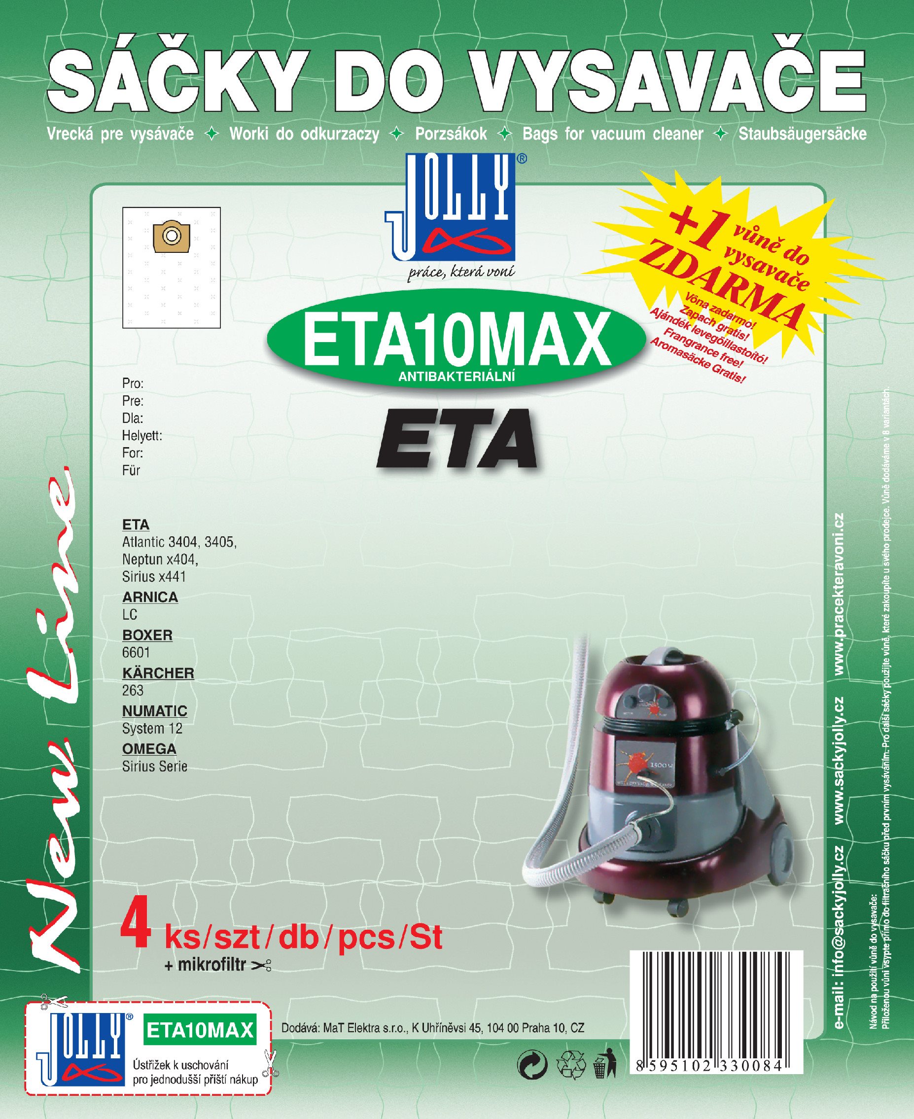 Sáčky do vysavače ETA10 MAX - textilní - vůně Jablko  Sáčky do...