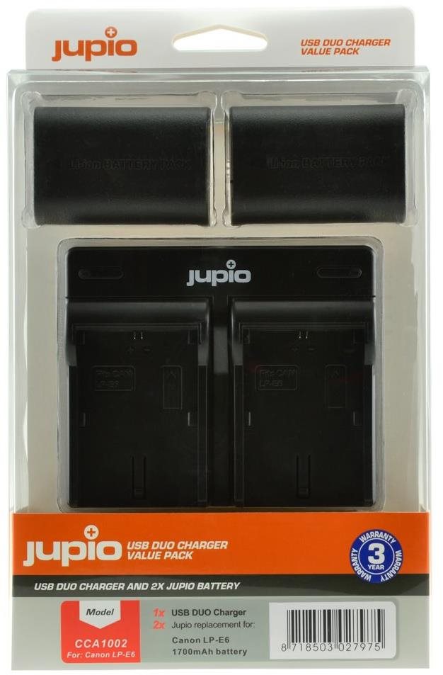 Jupio 2x LP-E6 1700 mAh + USB kettős töltő Fényképezőgép akkumulátor