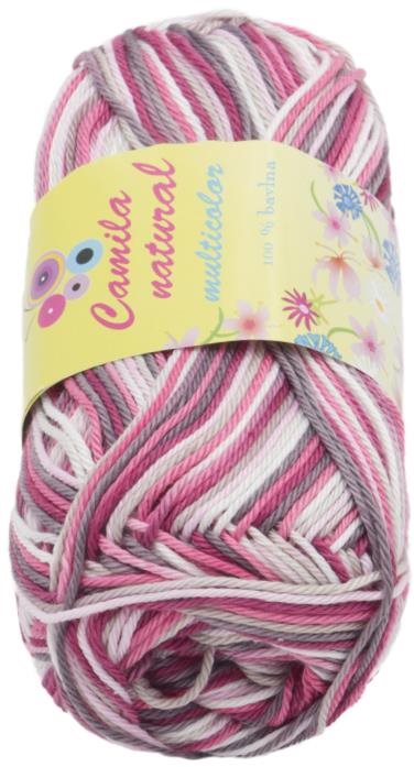 Camila multicolor 50 g – 9074 biela, ružová, hnedá Priadza