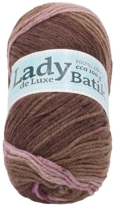 Lady de Luxe BATIK 100 g – 606 ružová, hnedá Priadza