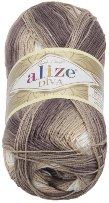 DIVA batik 100 g –  1815 svetlo béžová, tmavo béžová Priadza