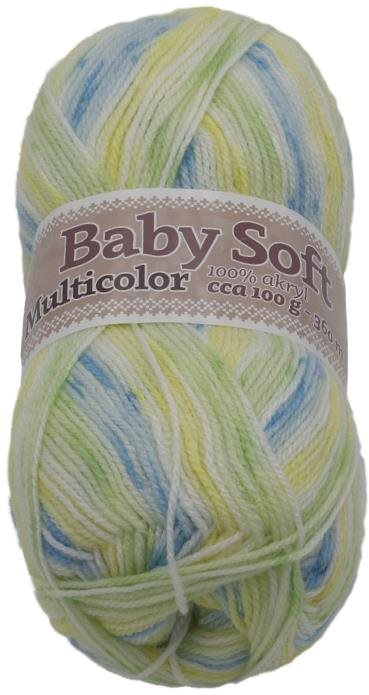 Baby soft multicolor 100 g – 609 biela, žltá, modrá, zelená Priadza