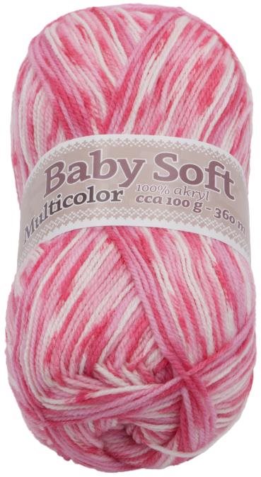 Baby soft multicolor 100 g – 610 biela, ružová, fialová Priadza