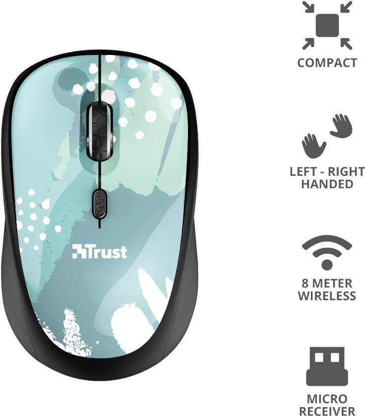 Trust Yvi Wireless Mouse Blue Brush Souris