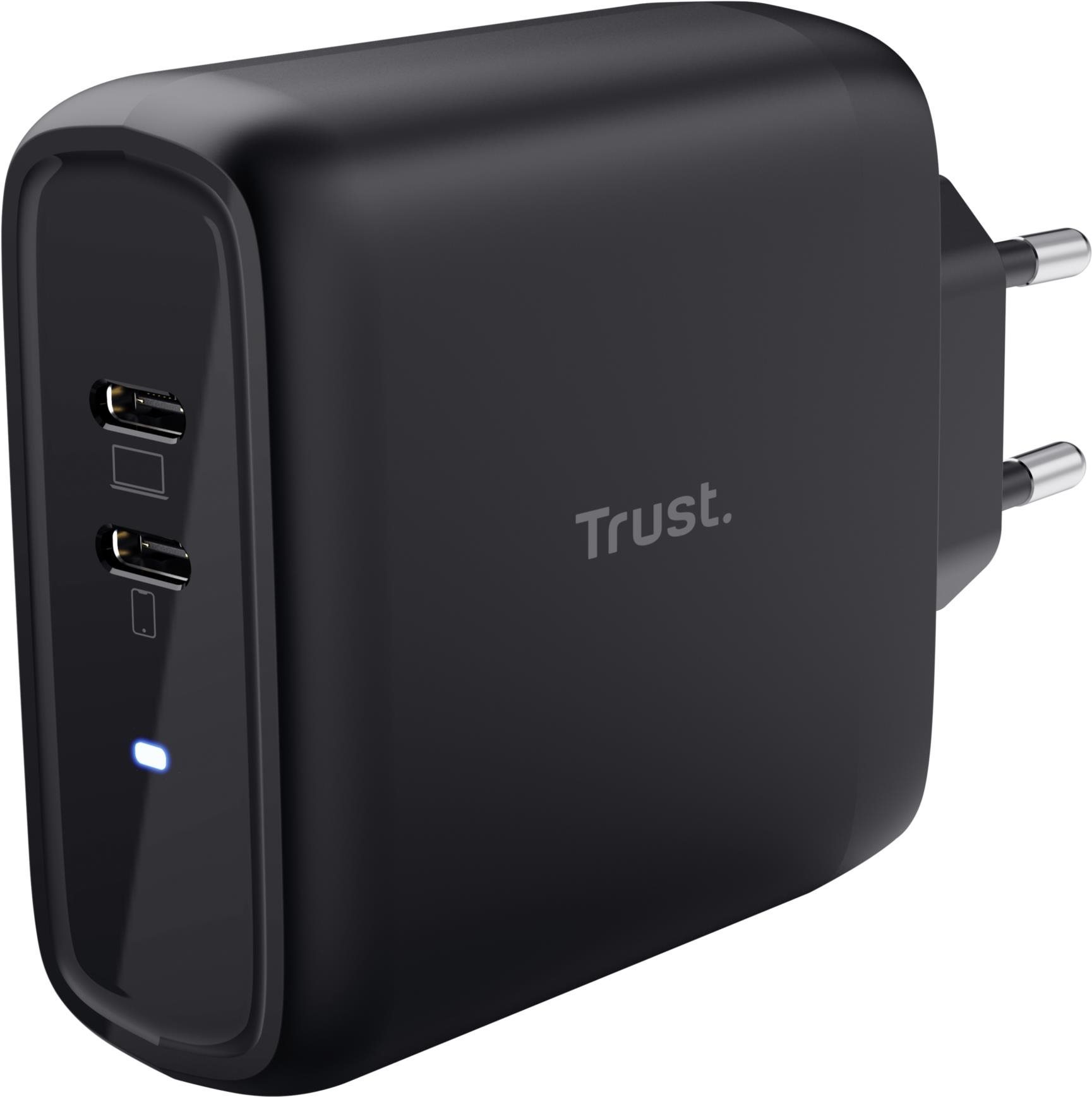 Trust MAXO 65W 2P USB-C CHARGER fekete töltőfej Töltő adapter