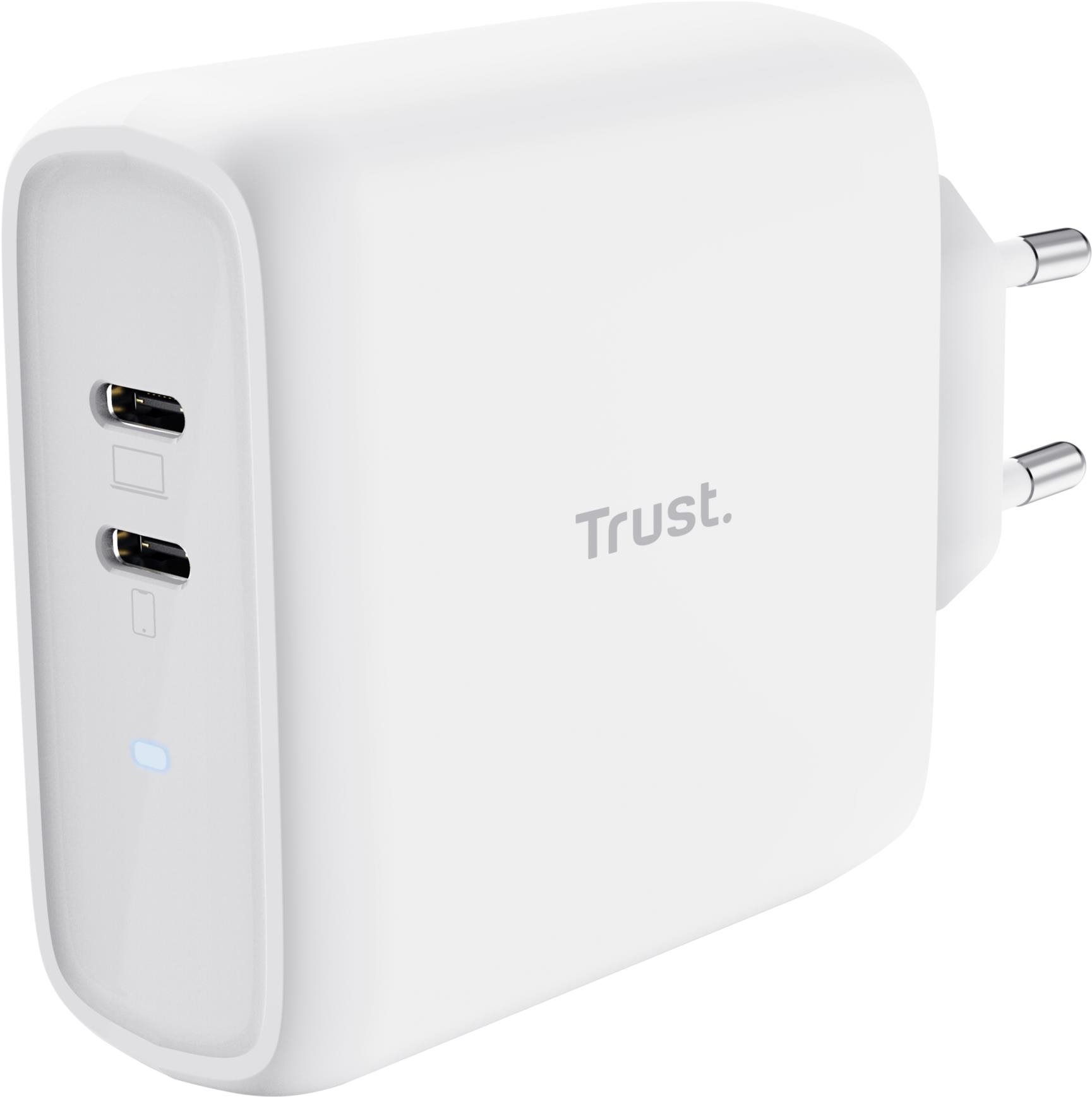 Trust MAXO 65W 2P USB-C CHARGER fehér töltőfej Töltő adapter