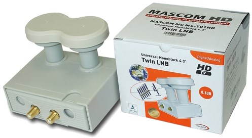 LNB Mascom Monoblock Twin MCM4T01HD Gold 4.3 ° Konvertor
