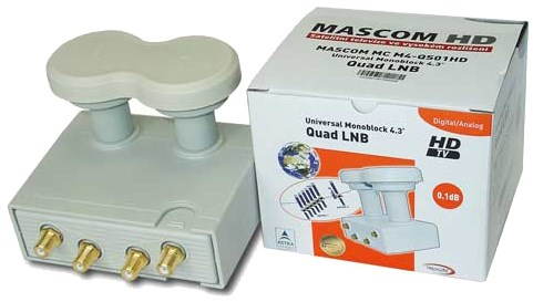 LNB Mascom Monoblock Quad MCM4QS01HD Gold 4.3° Konvertor