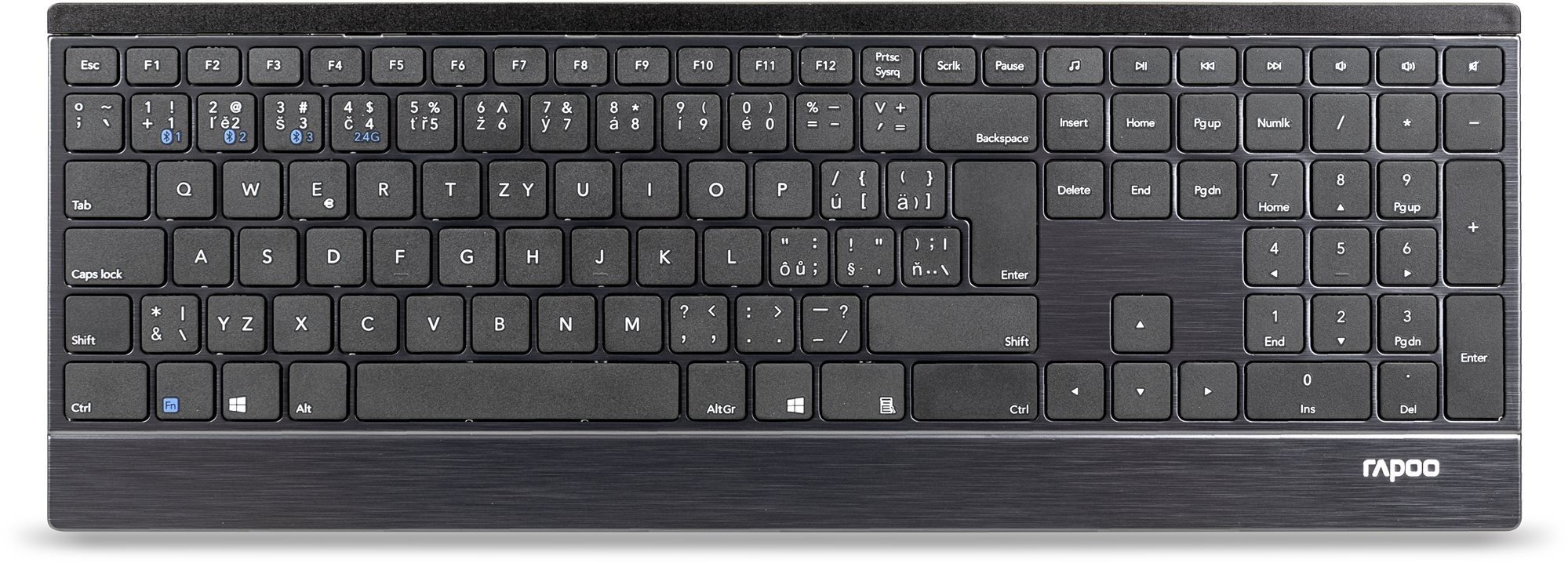 Rapoo multimode klávesnica E9500M  CZ/SK čierna Klávesnica