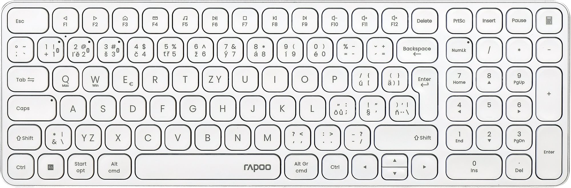 Rapoo E9310M, biela – CZ/SK Klávesnica