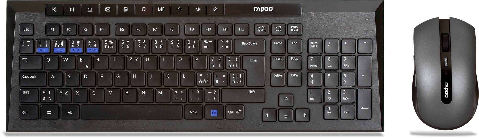 Rapoo 8200M Wireless Multi-Mode Black CZ/SK Set klávesnice a myši