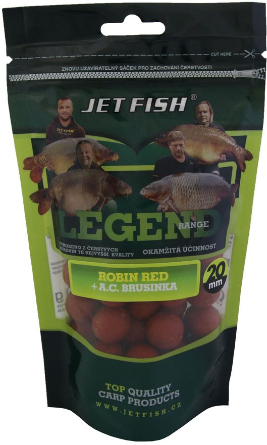 Jet Fish Boilies Legend, Robin Red + Brusnica 20 mm 250 g Boilies