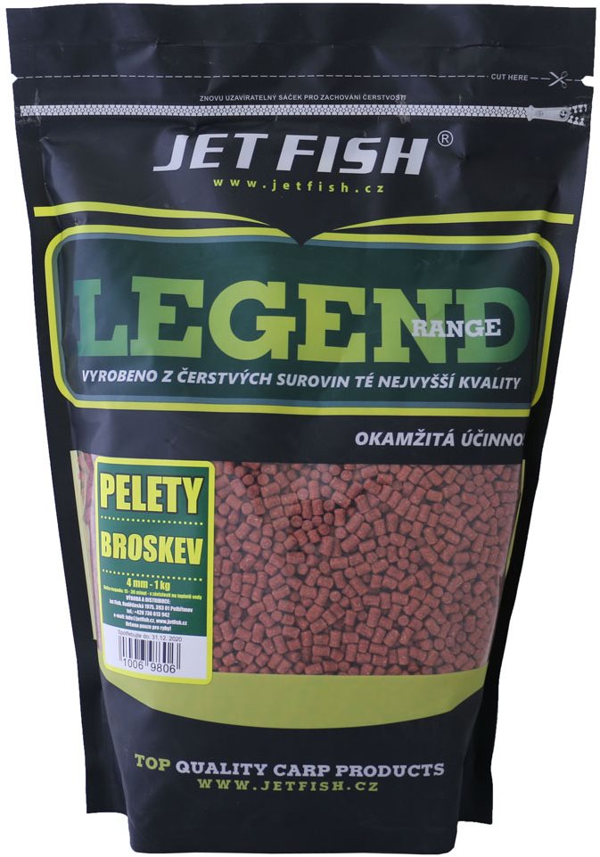 Jet Fish Pelety Legend Broskev 4mm 1kg Pelety
