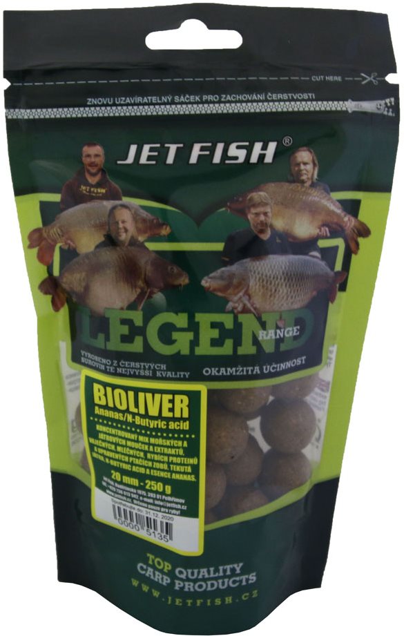Jet Fish Boilies Legend, Bioliver + Ananás/N-Butyric Acid 20 mm 250...