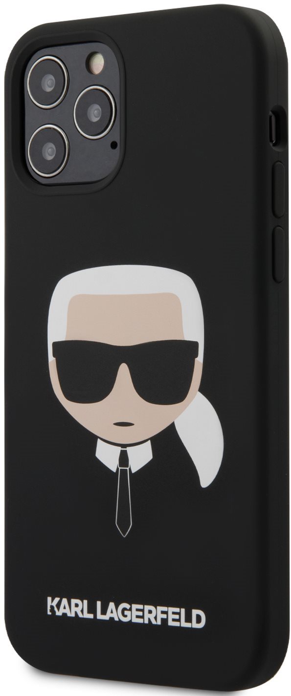 Karl Lagerfeld Head for Apple iPhone 12/12 Pro, Black Phone Cover