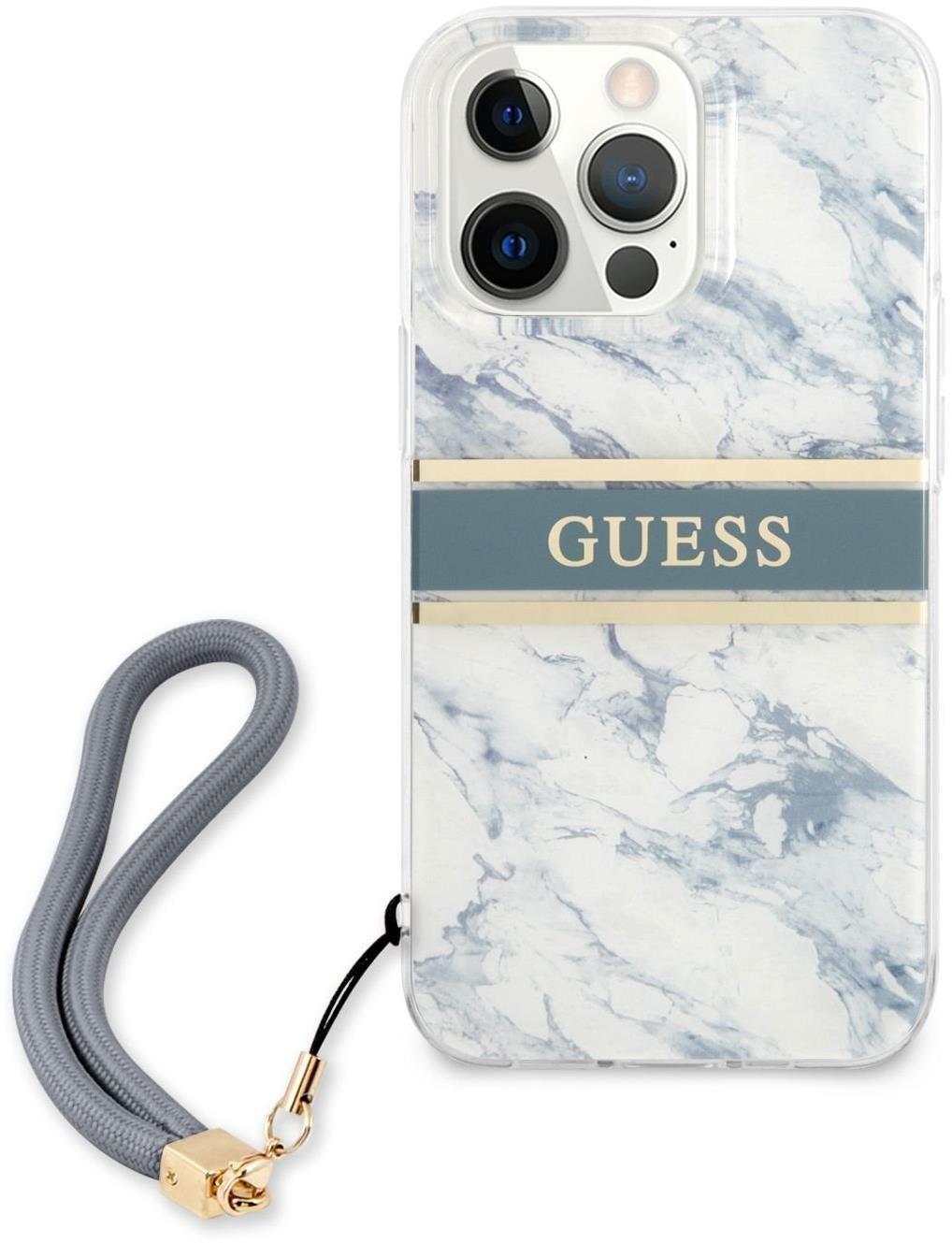 Guess TPU Marble Stripe Back Cover for Apple iPhone 13 Pro Blue...