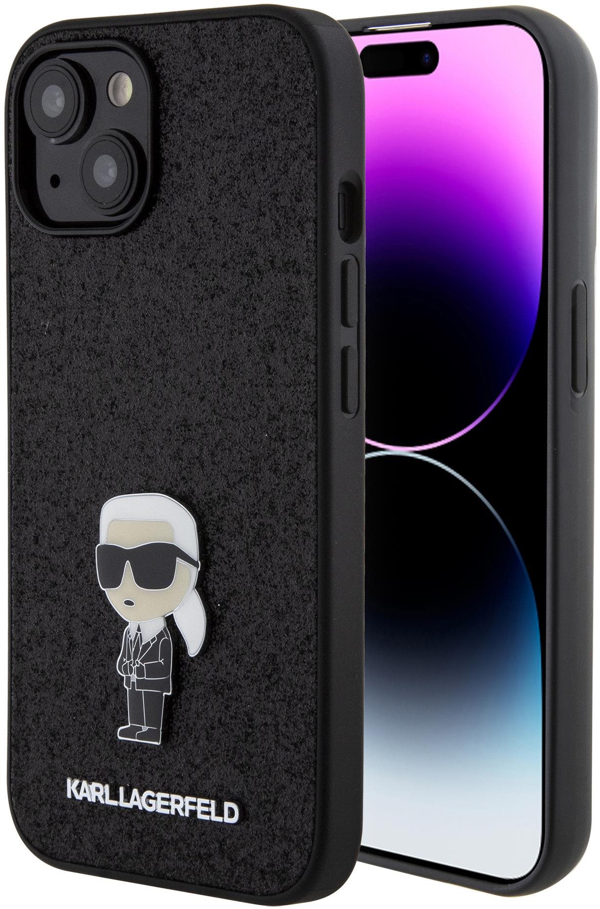 Karl Lagerfeld Fixed Glitter Metal Ikonik Zadný Kryt na iPhone 15...