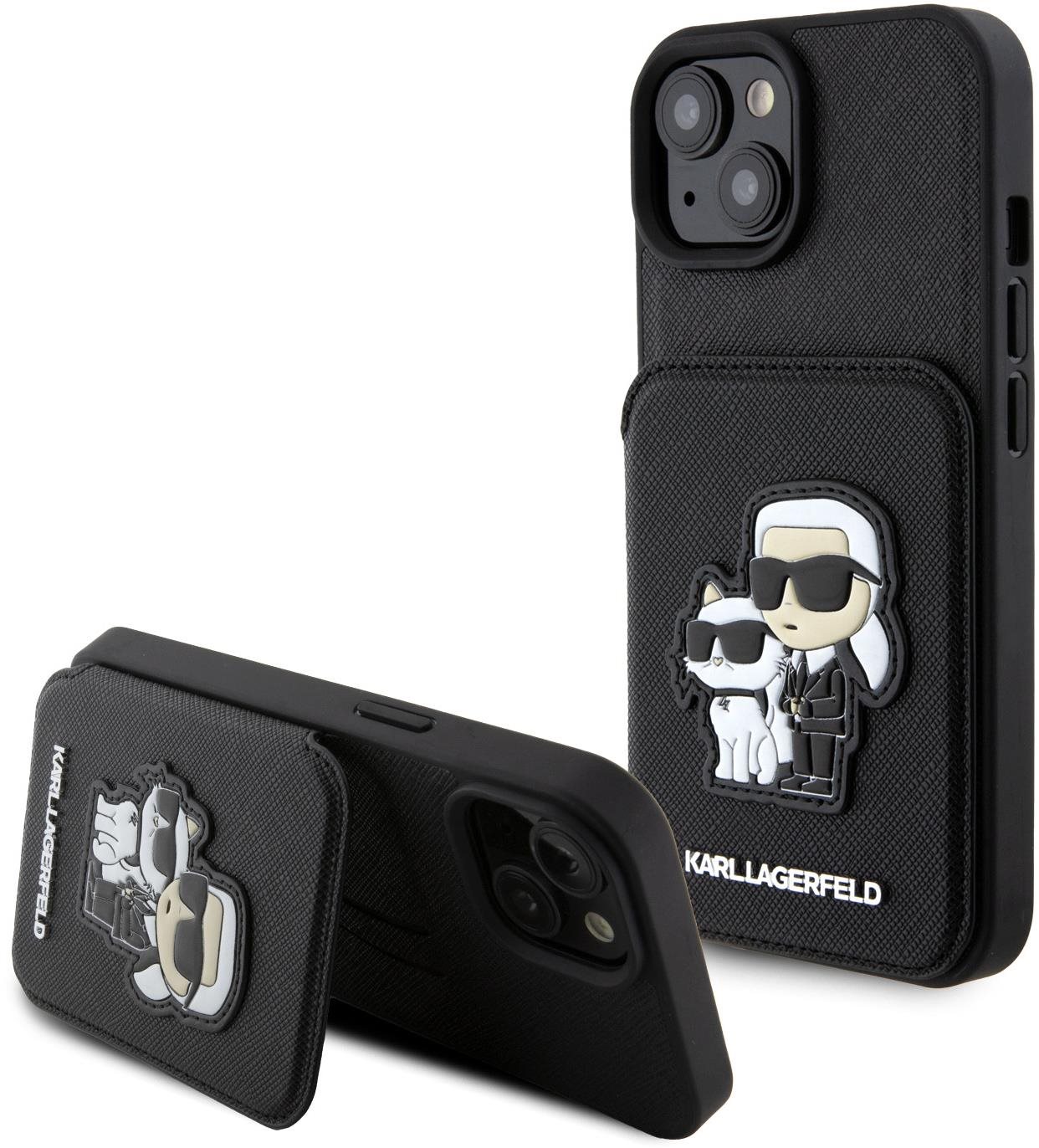 Karl Lagerfeld PU Saffiano Card Slot Stand Karl and Choupette Back...