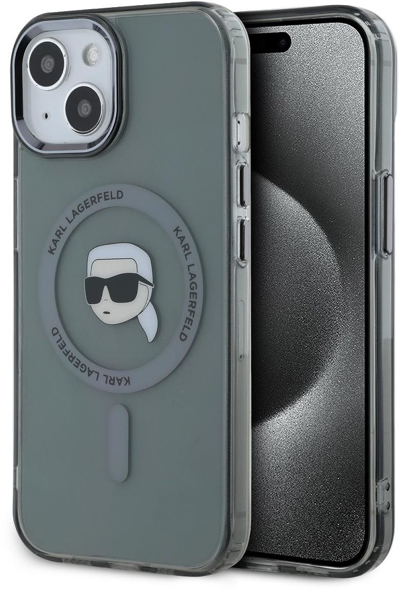 Karl Lagerfeld IML Karl Head Metal Frame MagSafe iPhone 15 Black...