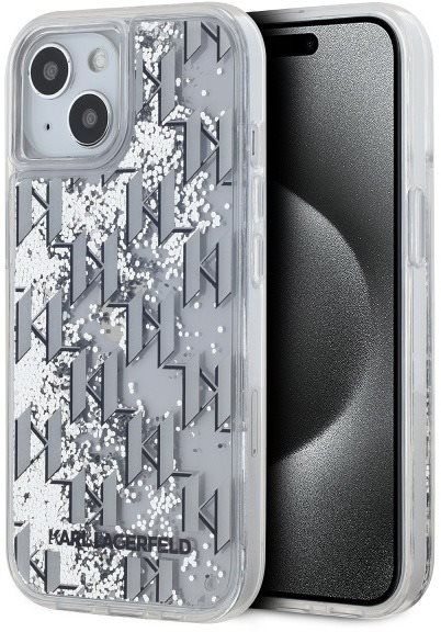 Karl Lagerfeld Liquid Glitter Monogram Gradient iPhone 15 fehér tok...