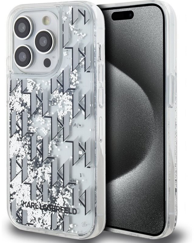 Karl Lagerfeld Liquid Glitter Monogram Gradient iPhone 14 Pro fehér...
