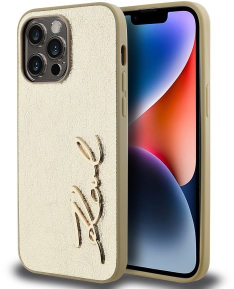 Karl Lagerfeld Wrinkled Signature Logo iPhone 14 Pro Max aranyszín...