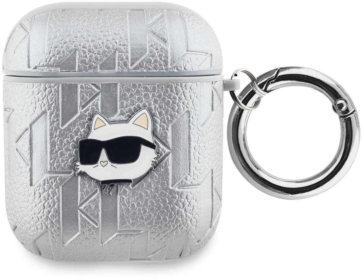 Karl Lagerfeld Embossed Choupette Head AirPods 1/2 ezüst PU tok...