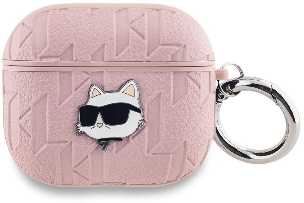 Karl Lagerfeld Embossed Choupette Head AirPods 3 rózsaszín PU tok...