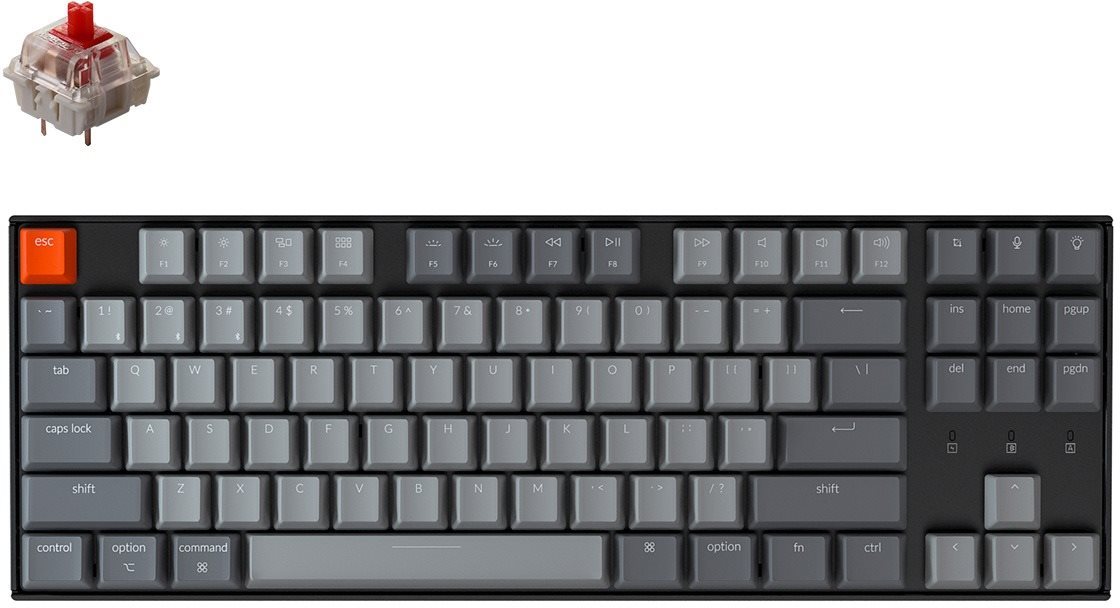 Keychron K8 TKL Gateron Hot-Swappable Red Switch Mechanical - US...