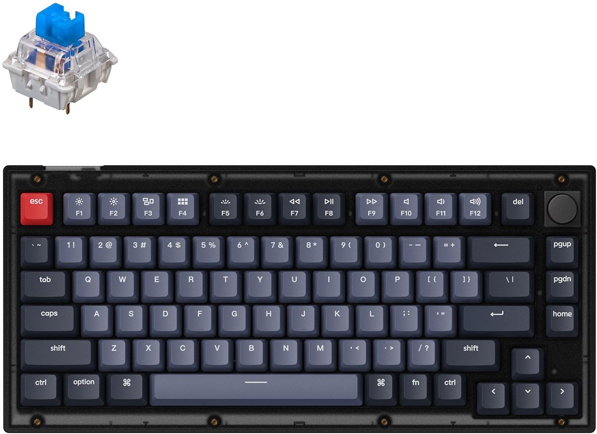 Keychron V1 Knob Hot-Swappable Blue Switch – Frosted Black – US...